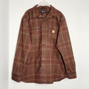 Carhartt Loose Fit Chestnut Brown Heavyweight Flannel Button Up Shirt. Size 2XL